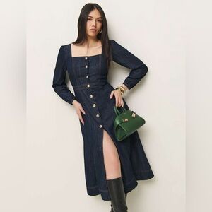 Reformation Celeste Denim Midi Dress NWT , sz : 0